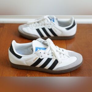 adidas Samba White and Black Athletic Shoes
